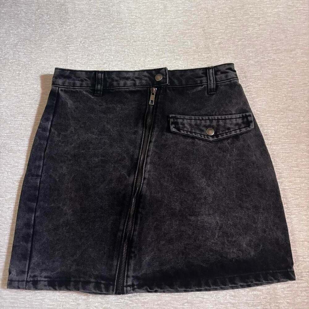 Cuidado con el Perro Black Acid Wash Denim Mini Skirt